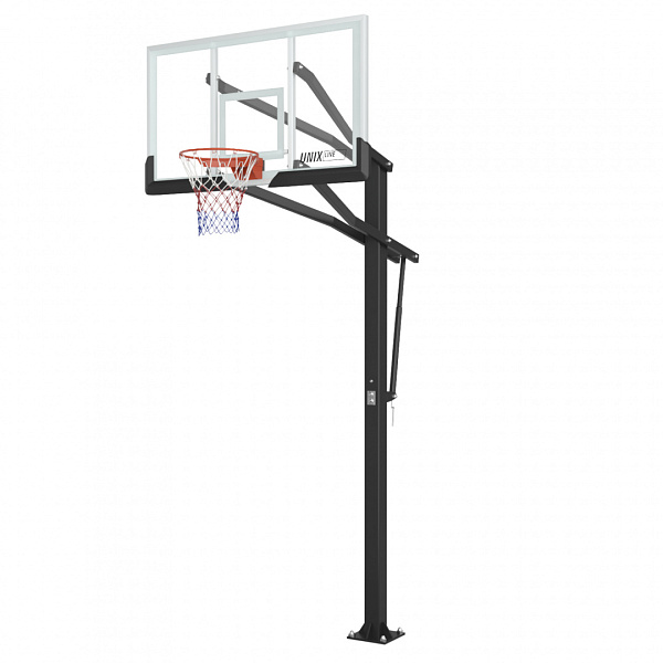 Баскетбольная стойка стационарная UNIX Line B-Stand-PC 72x42 R45 H230-305 см для улицы
