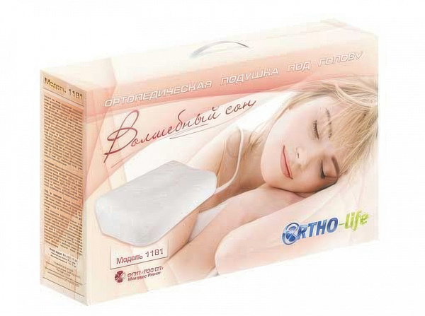 Ортопедическая подушка Ortho-Life мод. 1181 с эффектом памяти, 550х350 мм, валики 140/80 мм