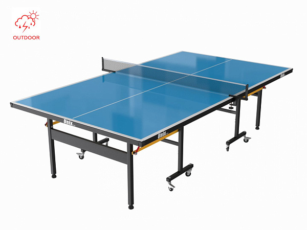 Всепогодный теннисный стол Unix Line Outdoor 6 мм синий для улицы с сеткой, ракетками и мячами
