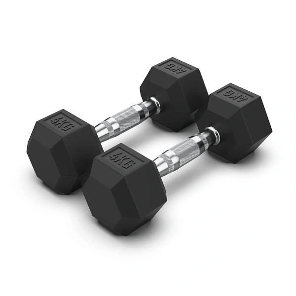 Гантель неразборная гексагональная VictoryFit VF-H040 4 кг: обрезиненная сталь, анатомический гриф