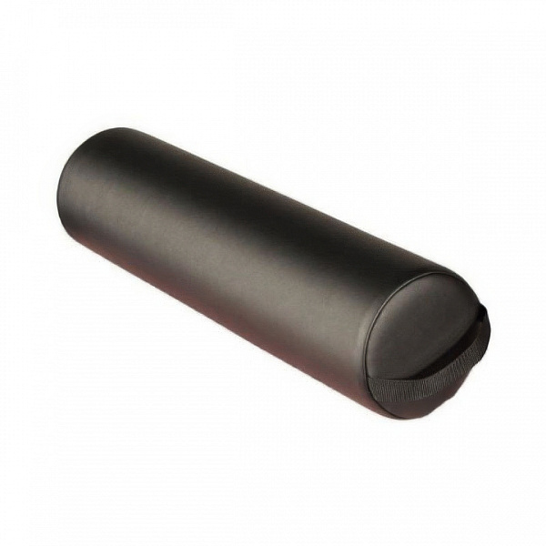 Круглый валик для массажа Casada Round Bolster SA-007 в черном цвете из искусственной кожи длиной 64 см и высотой 15 см, предназначенный в качестве вспомогательного инвентаря для массажиста и подходящий для всех