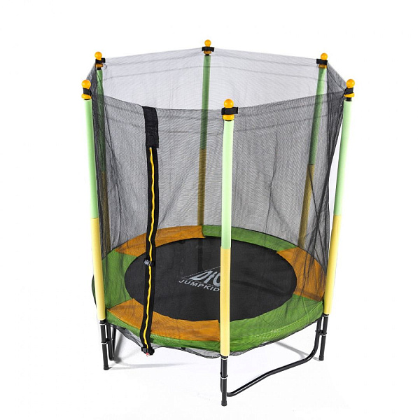 Батут DFC JUMP KIDS 55 (137 см) с сеткой для детей 3-6 лет до 45 кг, зелено-желтый