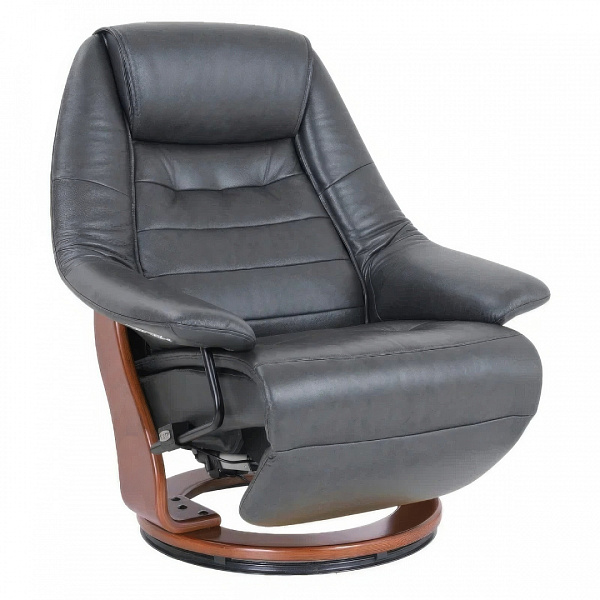 Кресло электрореклайнер RELAX Concord 4073WD кожаное серое с подставкой для ног