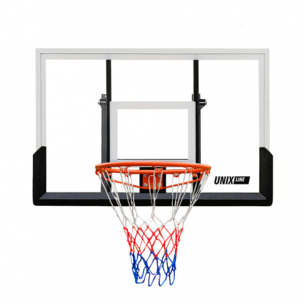 Баскетбольный щит UNIX Line B-Backboard 48x32 R45 с кольцом и сеткой для улицы и зала