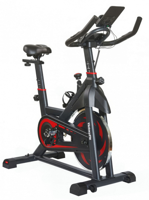 Спинбайк VictoryFit VF-S201 черный/красный для дома: маховик 6 кг, до 110 кг, LED дисплей