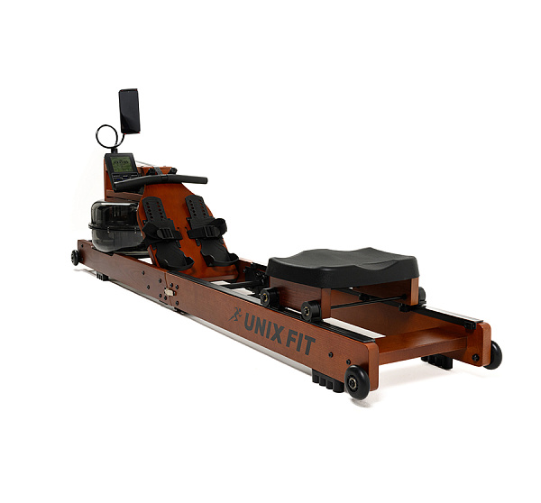 Гребной тренажер UNIXFIT Wood Rower Dark водный для дома из массива бука