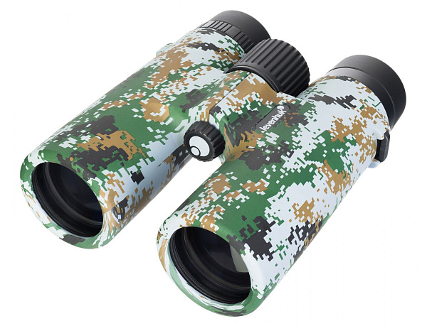Бинокль Levenhuk Camo Dots 10x42 с сеткой для охоты: 10х увеличение, дальномерная шкала, водозащита IP67