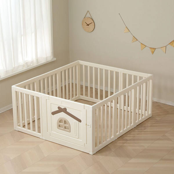Большой детский игровой манеж UNIX Kids Classic Tree House 150x130 см, пластиковый, для дома и улицы, бежевый