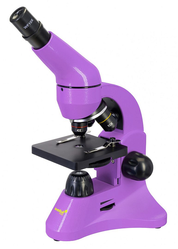 Микроскоп Levenhuk Rainbow 50L Amethyst\Аметист 40-800x, с кейсом и набором для опытов