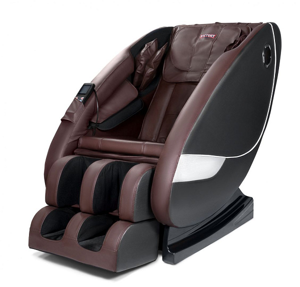 Массажное кресло VictoryFit VF-M98 коричневое/серое: Шиацу, Zero Gravity, прогрев, Bluetooth