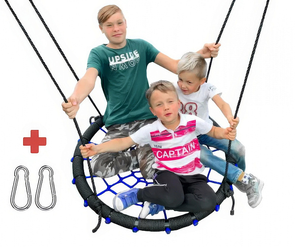 Качели-гнездо Playgarden круглые 100 см черно-синие для детей и взрослых до 150 кг