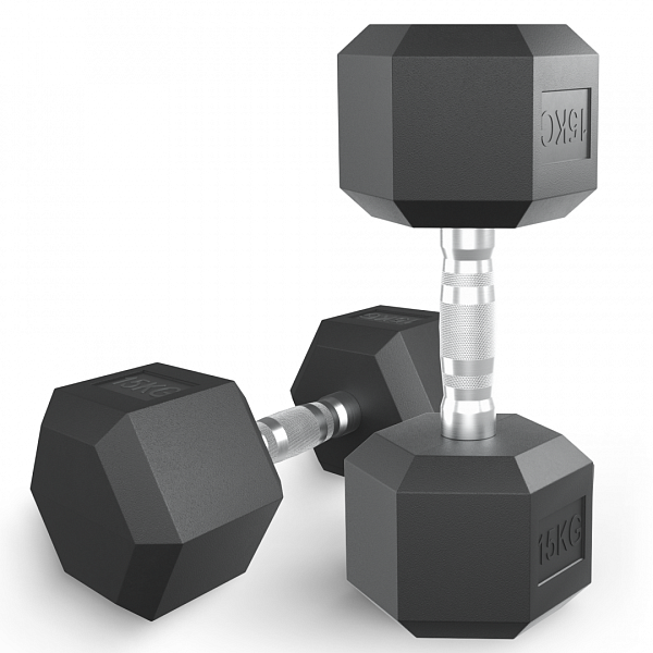 Гантель гексагональная обрезиненная UNIX Fit 15 кг