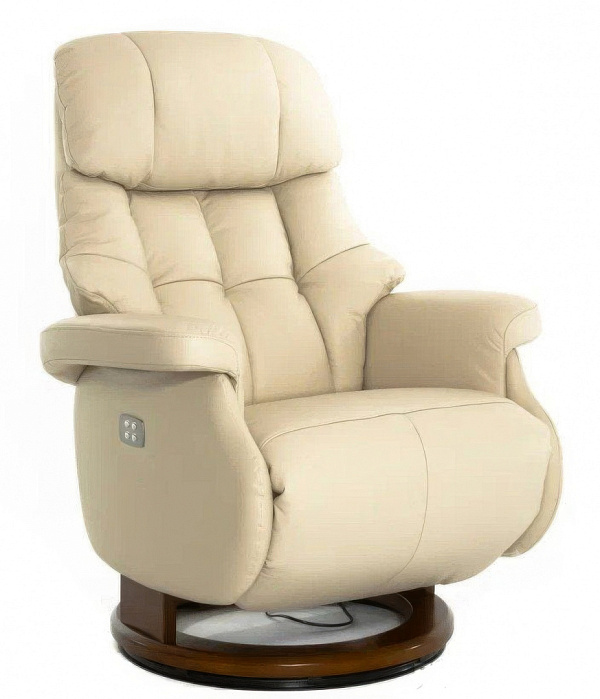 Кресло-реклайнер Relax Lux Electro S16099RWB кожаное с электроприводом, цвет Cream/Walnut