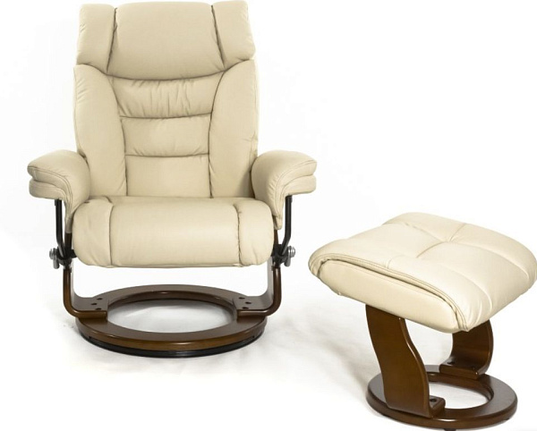 Кресло Relax Зуэль 7582W: мягкое, с высокой спинкой, цвет CREAM / WALNUT
