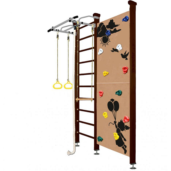 Шведская стенка Kampfer Jungle Ceiling Girl (№5 Шоколадный Стандарт белый антик турник)