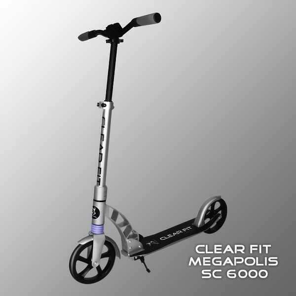 Взрослый самокат CLEAR FIT MEGAPOLIS SC 6000 с колесами 200 мм, амортизатором, складной, до 100 кг