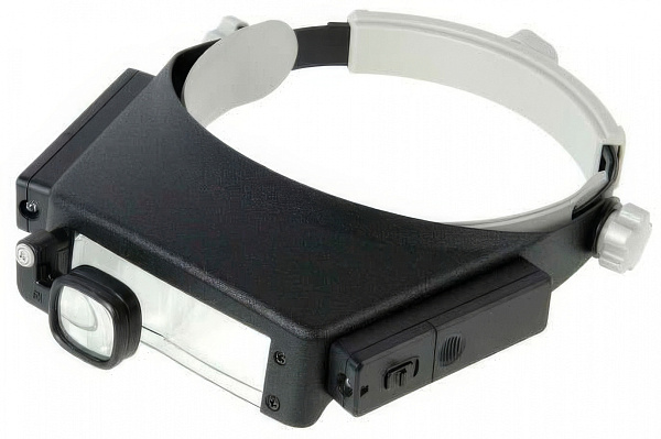 Лупа налобная Kromatech MG81007-P с подсветкой 2 LED, увеличение 1.5x, 3x, 6x, 8x, 17x