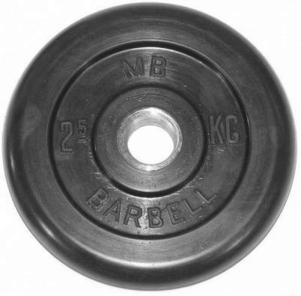 Олимпийский обрезиненный диск Barbell 2,5 кг, посадочный диаметр 51 мм для штанги и гантелей