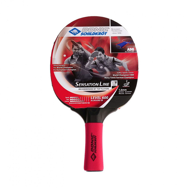 Ракетка для настольного тенниса DONIC SENSATION 600 с антискользящей ручкой ASG, одобрена ITTF