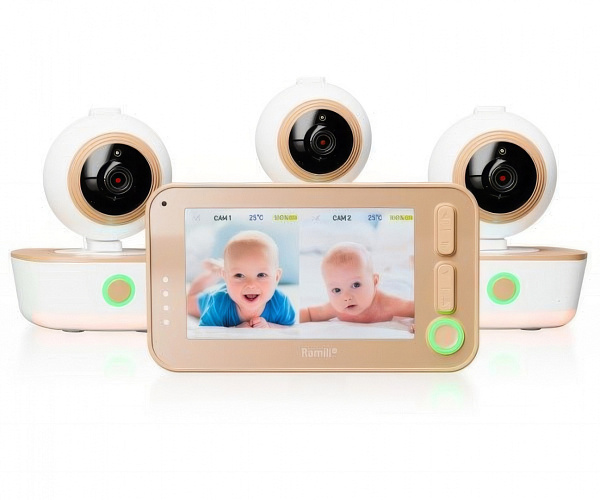 Видеоняня Ramili Baby RV1300X3 с 3 камерами, поворотная, дисплей 4.3, дальность 300 м