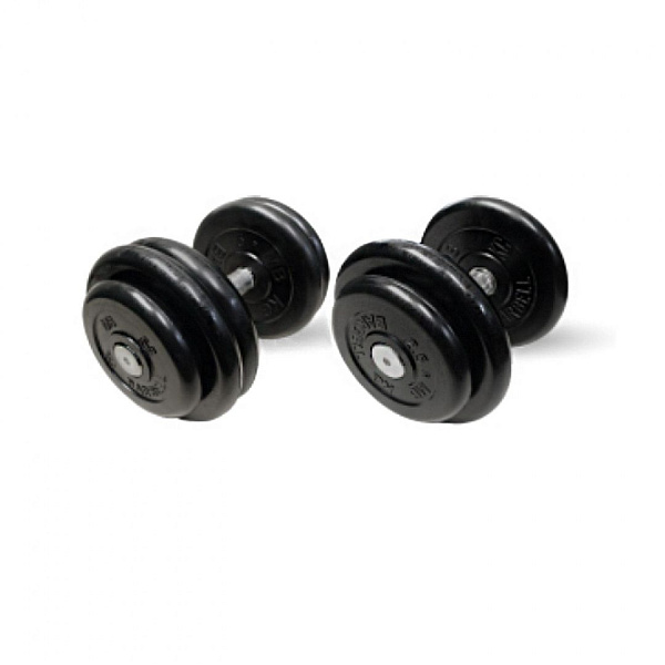 Гантель обрезиненная MB Barbell MB-FdbM-B 36 кг с вращающейся хромированной ручкой