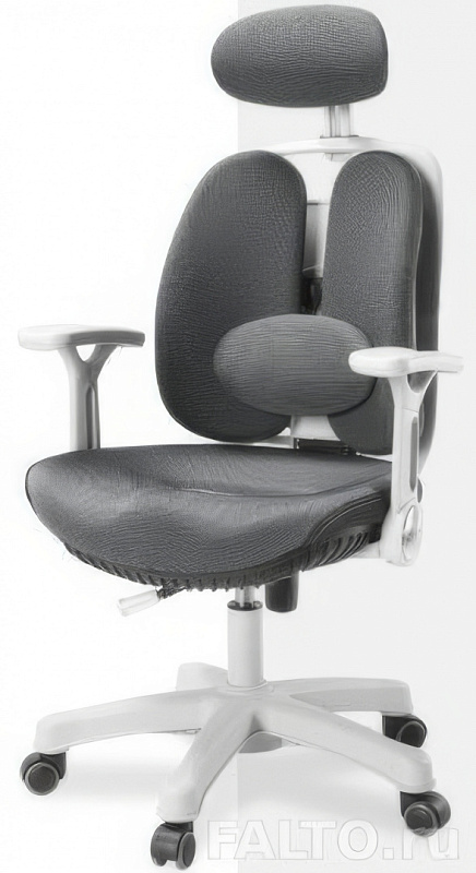 Кресло ортопедическое Inno Health SY-1264 W-GY с двойной спинкой Duo-Back, белым каркасом и серой тканью