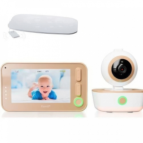 Видеоняня Ramili Baby RV1300SP2 с монитором дыхания SP300100, поворотная камера, экран 4.3 дюйма
