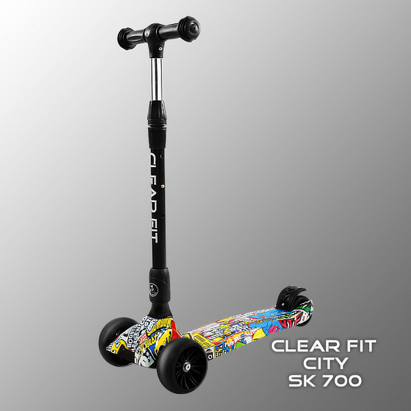 Детский самокат CLEAR FIT CITY SK 700: 4 колеса, светящиеся колеса, складной, для детей от 3 лет, до 30 кг
