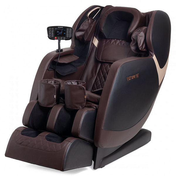 Массажное кресло VictoryFit M76 (VF-M76) коричневое: Zero Gravity, Шиацу, компрессионный массаж, прогрев, Bluetooth