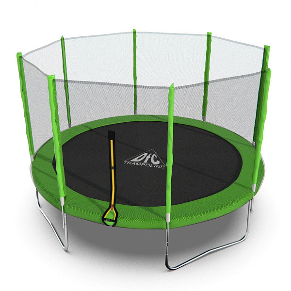 Батут DFC Trampoline Fitness 12ft (366 см) с наружной сеткой, светло-зеленый