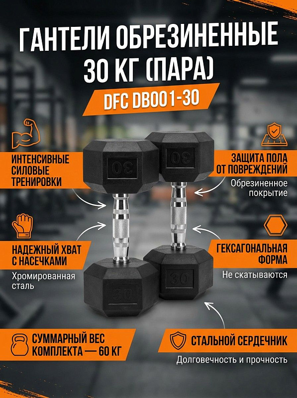 Гантели обрезиненные (пара) DFC DB001-30