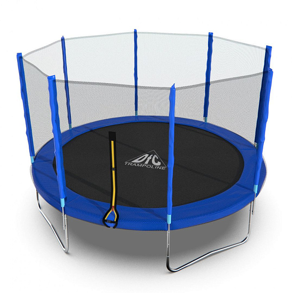 Батут DFC Trampoline Fitness 12ft (366 см) с наружной сеткой, синий